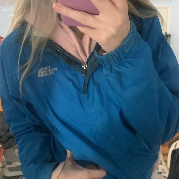 The North Face Jackets & Blazers - The North Face blue hooded waterproof zip up windbreaker jacket with hood XS